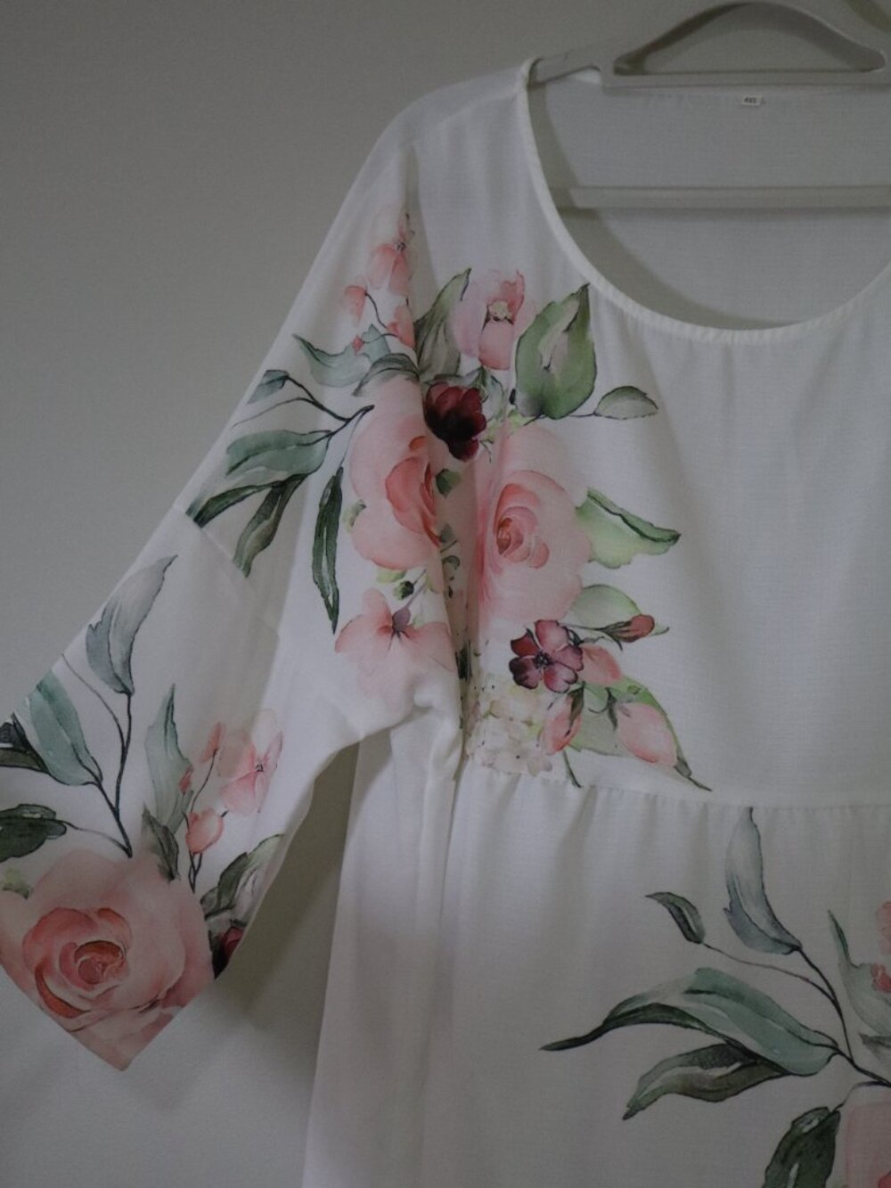 Sheer White Floral Loose Fitting Blouse Size XL - Picture 5 of 6
